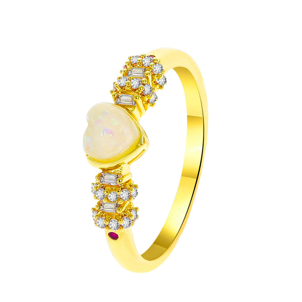 Anillos De Cobre Ajustables Con Corazón De Diamante Rosa al por mayor
